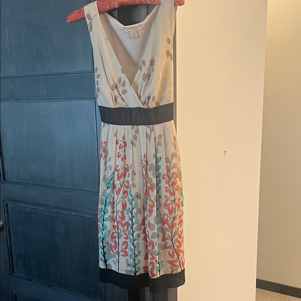 Floral Sleeveless Dress with Black Accents